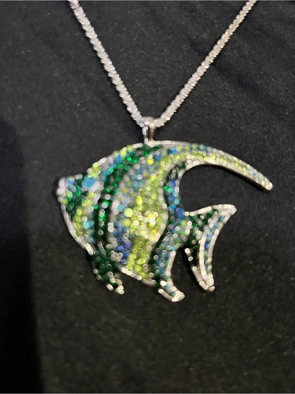 Source Unknown Multicolor Green & Blue Fish Pendant Necklace